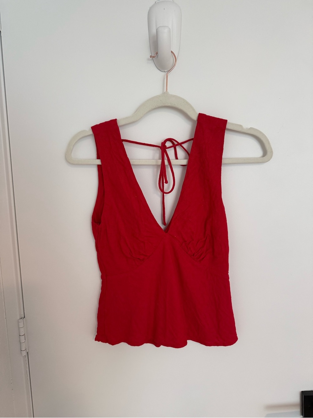 Abercrombie Red Tie-Back V-Neck Tank Top